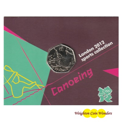 2011 BU 50p Coin (Card) - London 2012 - Canoeing